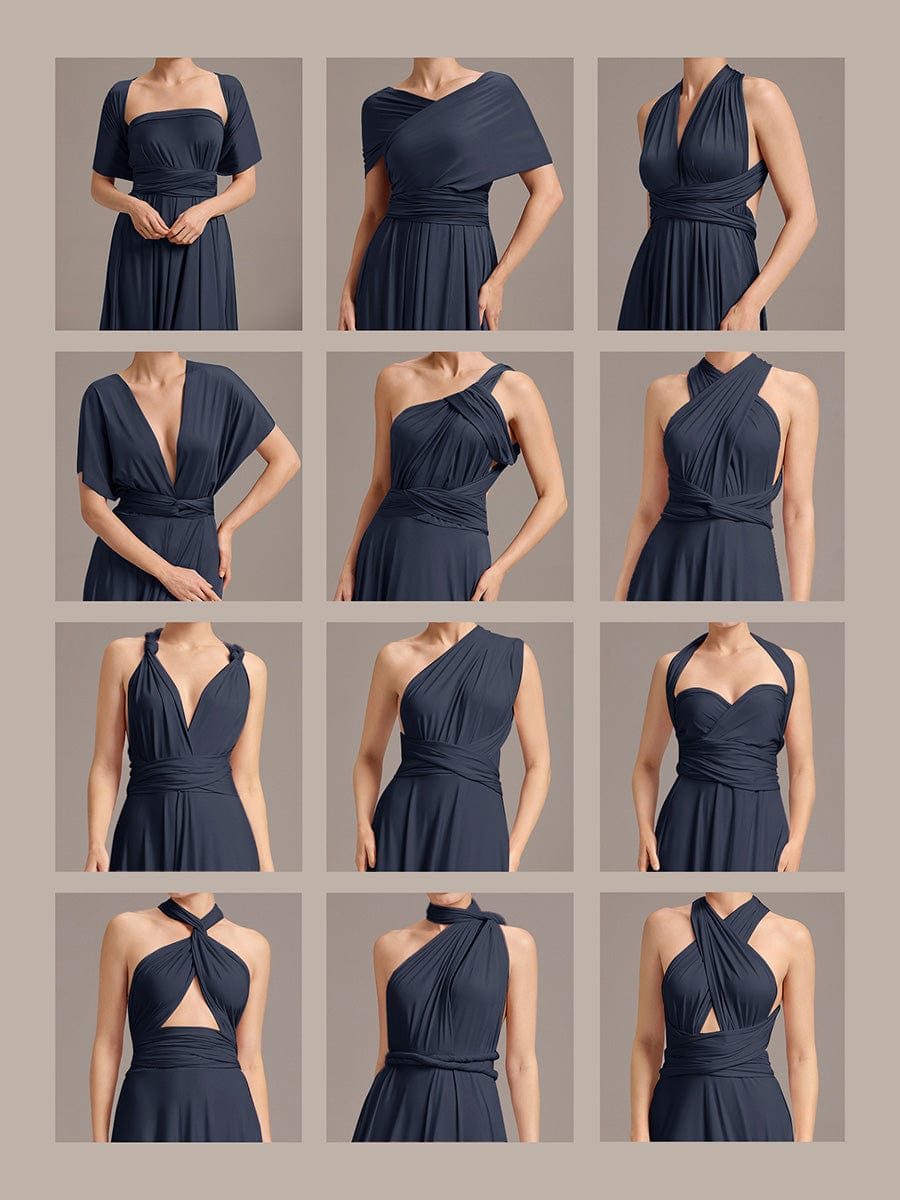 High-Stretch Soft Versatile Convertible Bridesmaid Dress #color_Navy Blue