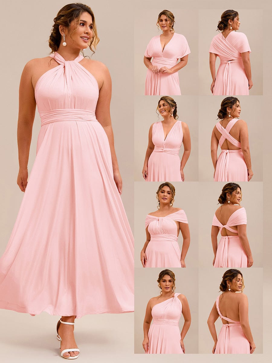 High-Stretch Soft Versatile Convertible Bridesmaid Dress #color_Pink