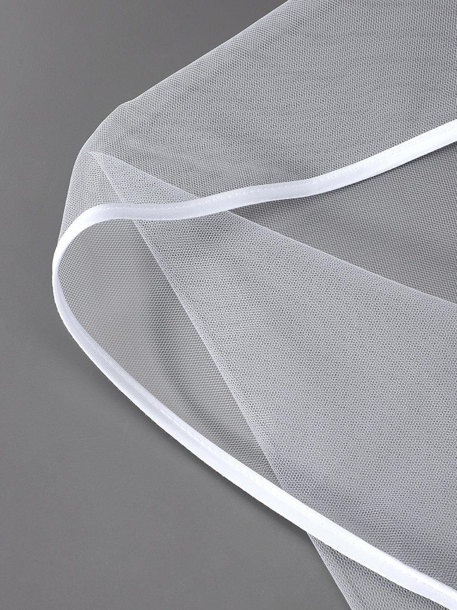 Simple Double-Layered Wedding Veil with Scalloped Edge #color_Cream Simple Double-Layered Wedding Veil with Scalloped Edge
