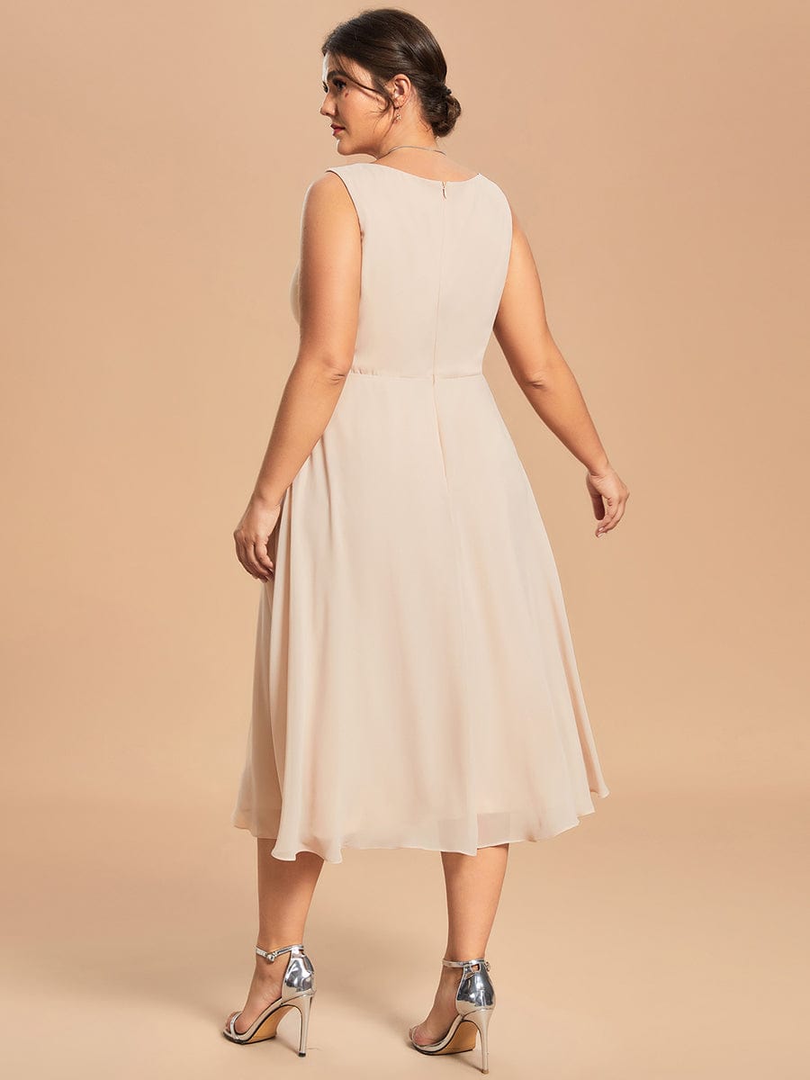 Custom Size Chiffon Two-Piece A-Line Mother of the Bride Dress with Long Sleeves Top #color_Blush Custom Size Chiffon Two-Piece A-Line Mother of the Bride Dress with Long Sleeves Top