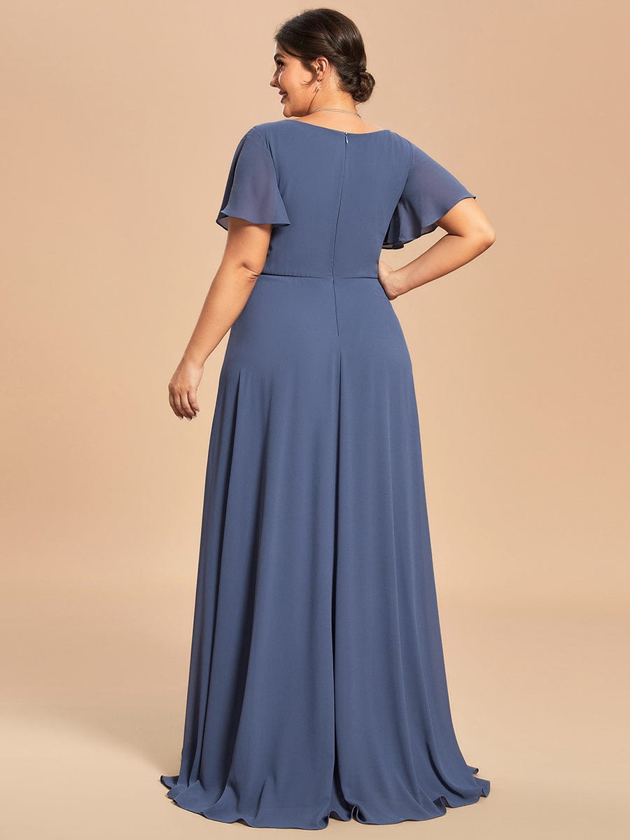 Custom Size Simple Pleated Chiffon A-Line Maxi Mother of the Bride Dress #color_Stormy