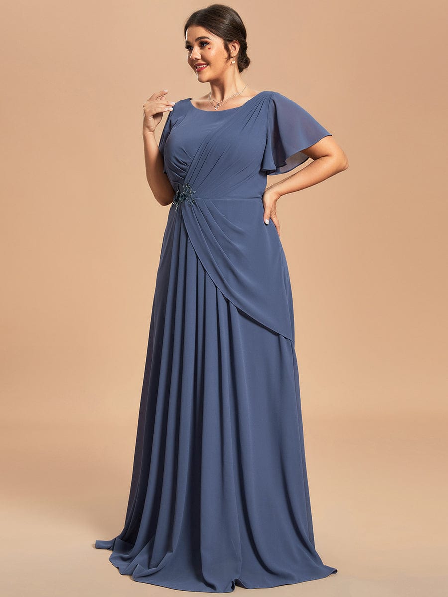 Custom Size Simple Pleated Chiffon A-Line Maxi Mother of the Bride Dress