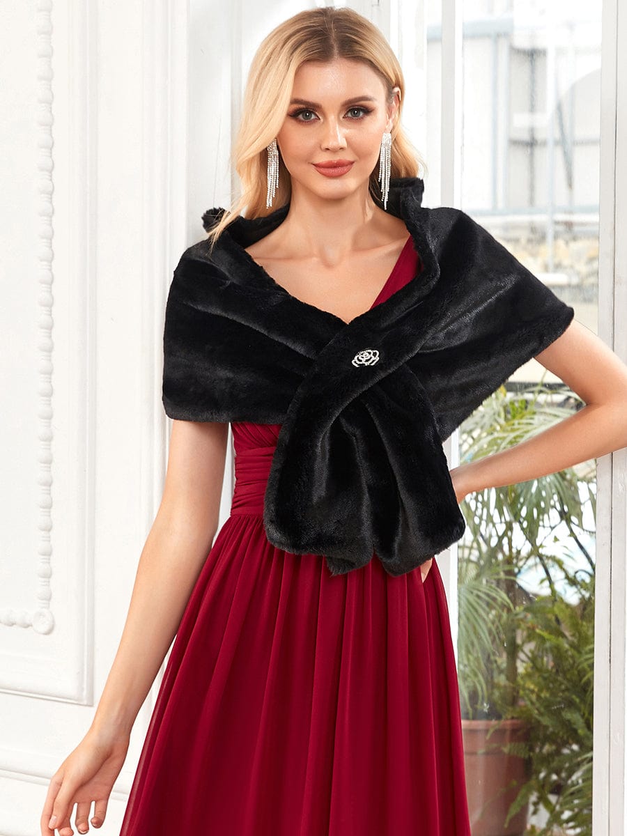 Elegant Faux Fur Shawl #Color_Mushroom Elegant Faux Fur Shawl