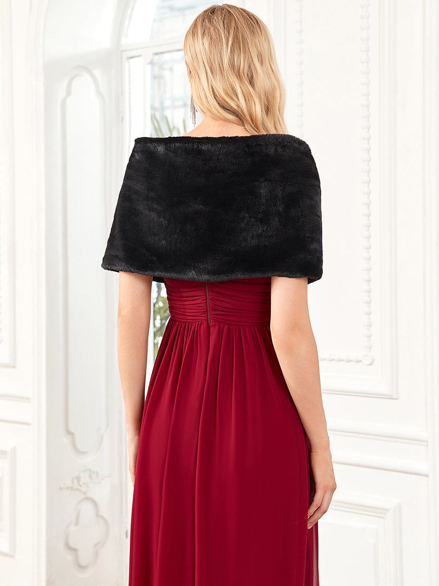 Elegant Faux Fur Shawl #Color_Mushroom Elegant Faux Fur Shawl