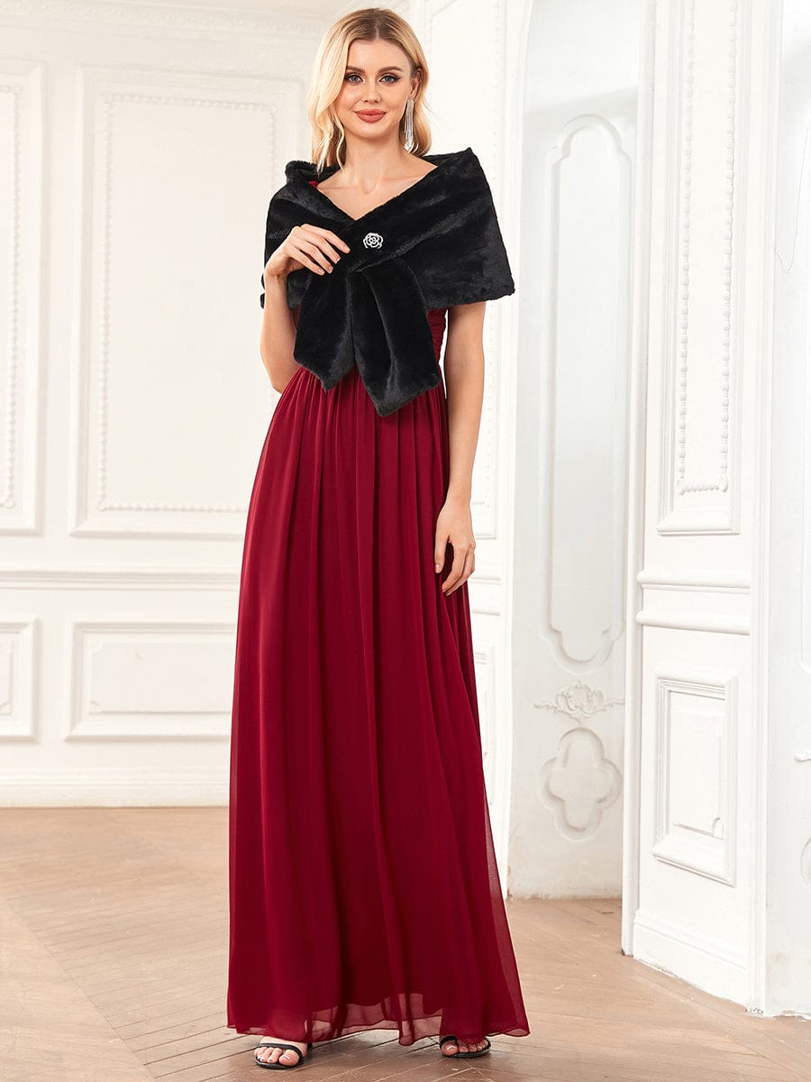Elegant Faux Fur Shawl #Color_Mushroom Elegant Faux Fur Shawl
