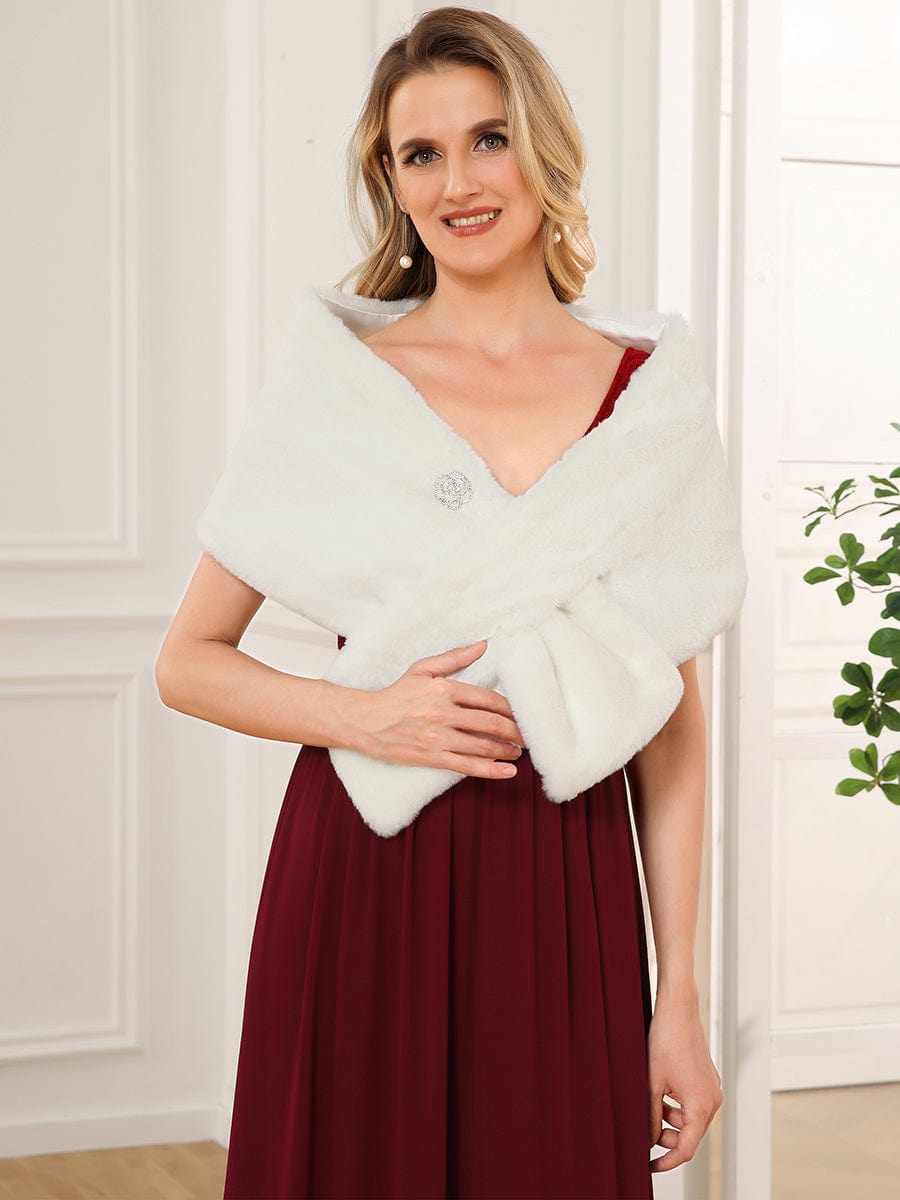 Elegant Faux Fur Shawl #Color_Mushroom Elegant Faux Fur Shawl