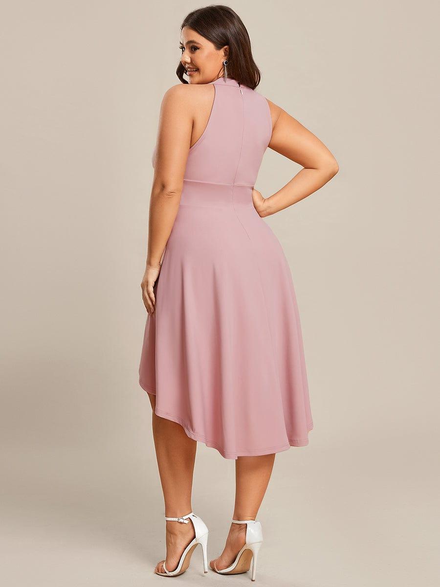 Halterneck Fashion Knee-Length A-Line Wedding Guest Dress #color_Dusty Rose