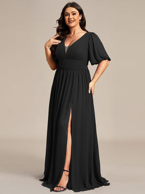 Custom Size V-Neck Front Slit Chiffon Evening Dress