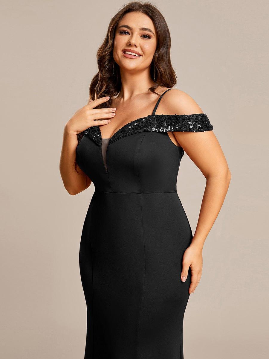 Stylish Plus Size Bodycon Deep V-Neck Sequin Evening Dress