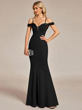 Elegant Sequin Bodycon Evening Dress with Spaghetti Straps #color_Black