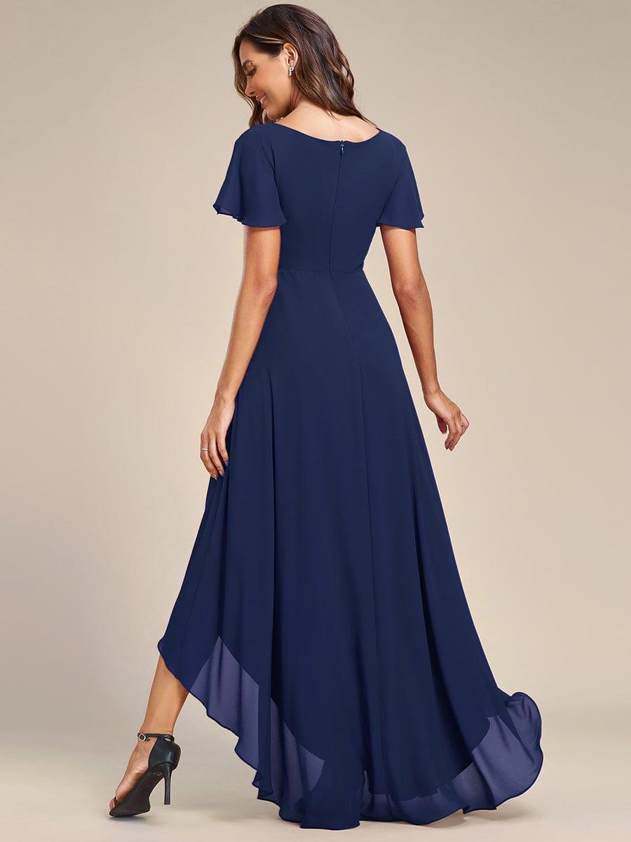 Flowy High-low Chiffon Ruffle Sleeves Bridesmaid Dress