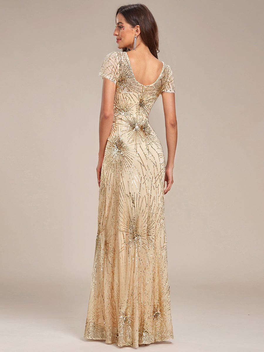 Fireworks Embroidered Sequins Backless Bodycon Evening Dress #color_Dark Green Fireworks Embroidered Sequins Backless Bodycon Evening Dress