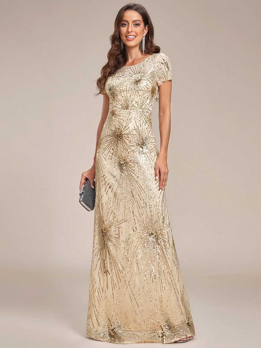 Fireworks Embroidered Sequins Backless Bodycon Evening Dress #color_Dark Green Fireworks Embroidered Sequins Backless Bodycon Evening Dress