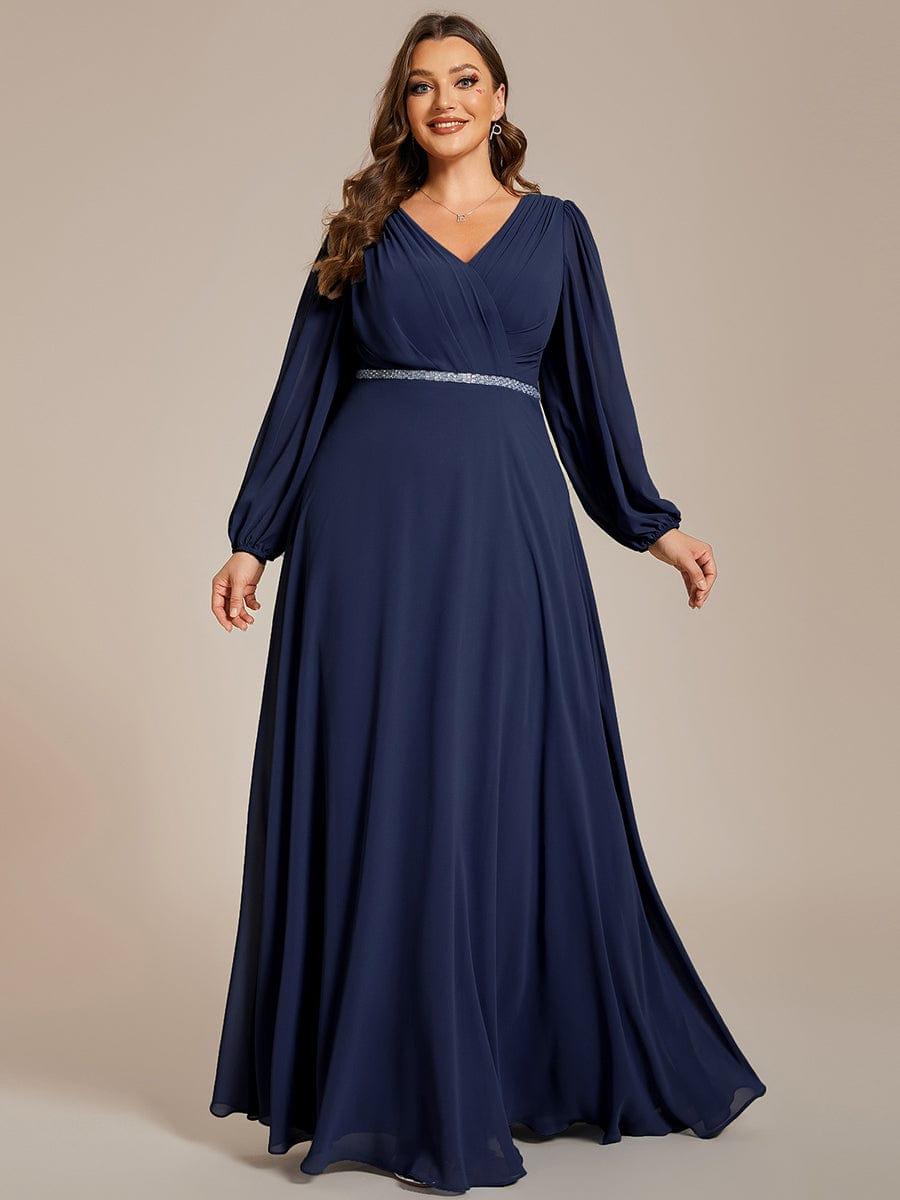 V-neck Simple Chiffon Full Length Dresses Regency Plus Size main image 0