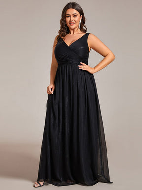 Plus Size V-Neck Sleeveless Glitter A-Line Formal Dress