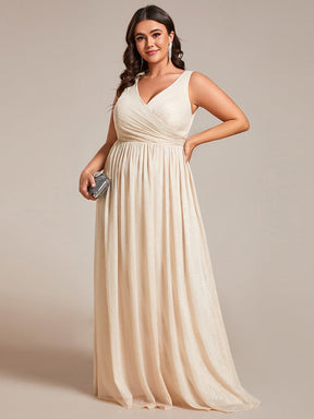 Plus Size V-Neck Sleeveless Glitter A-Line Formal Dress