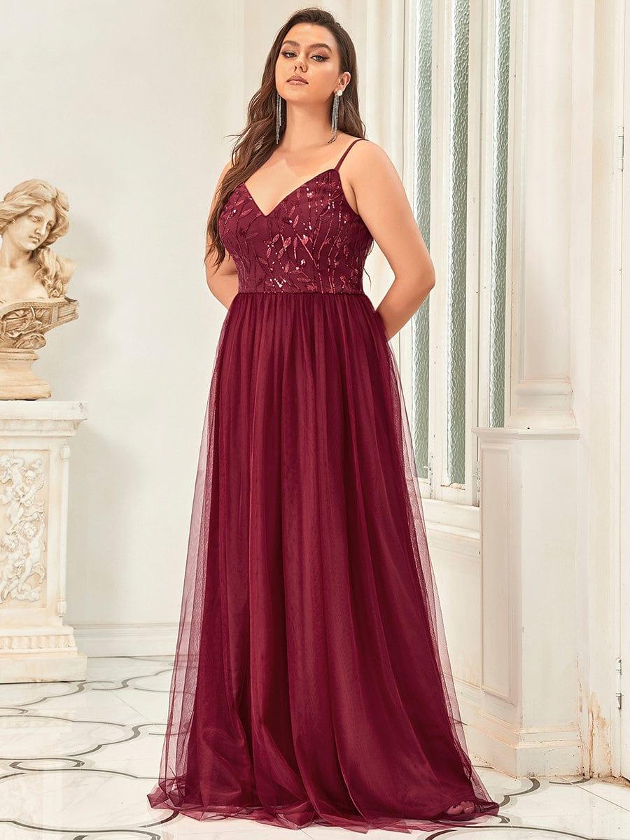 Custom Size Soft Spaghetti Straps V-Neck Embroidery Evening Dress #color_Navy Blue Custom Size Soft Spaghetti Straps V-Neck Embroidery Evening Dress