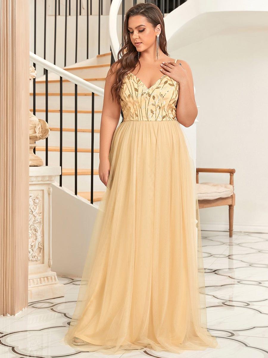 Custom Size Soft Spaghetti Straps V-Neck Embroidery Evening Dress #color_Navy Blue Custom Size Soft Spaghetti Straps V-Neck Embroidery Evening Dress