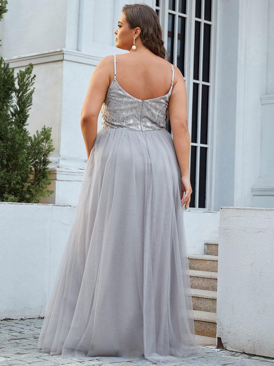 Custom Size Soft Spaghetti Straps V-Neck Embroidery Evening Dress #color_Navy Blue Custom Size Soft Spaghetti Straps V-Neck Embroidery Evening Dress