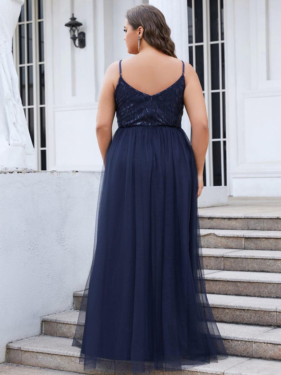 Custom Size Soft Spaghetti Straps V-Neck Embroidery Evening Dress