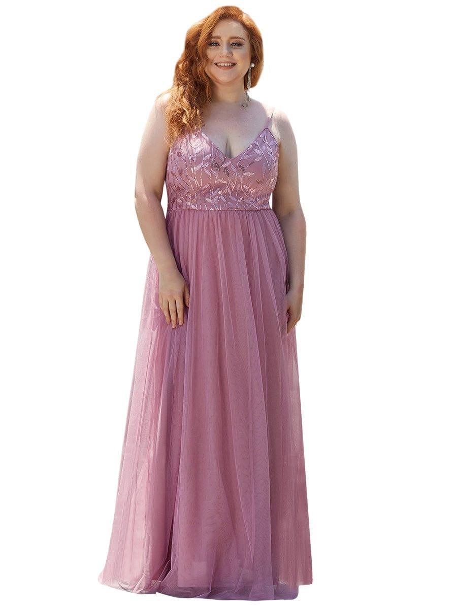 Custom Size Soft Spaghetti Straps V-Neck Embroidery Evening Dress #color_Navy Blue Custom Size Soft Spaghetti Straps V-Neck Embroidery Evening Dress