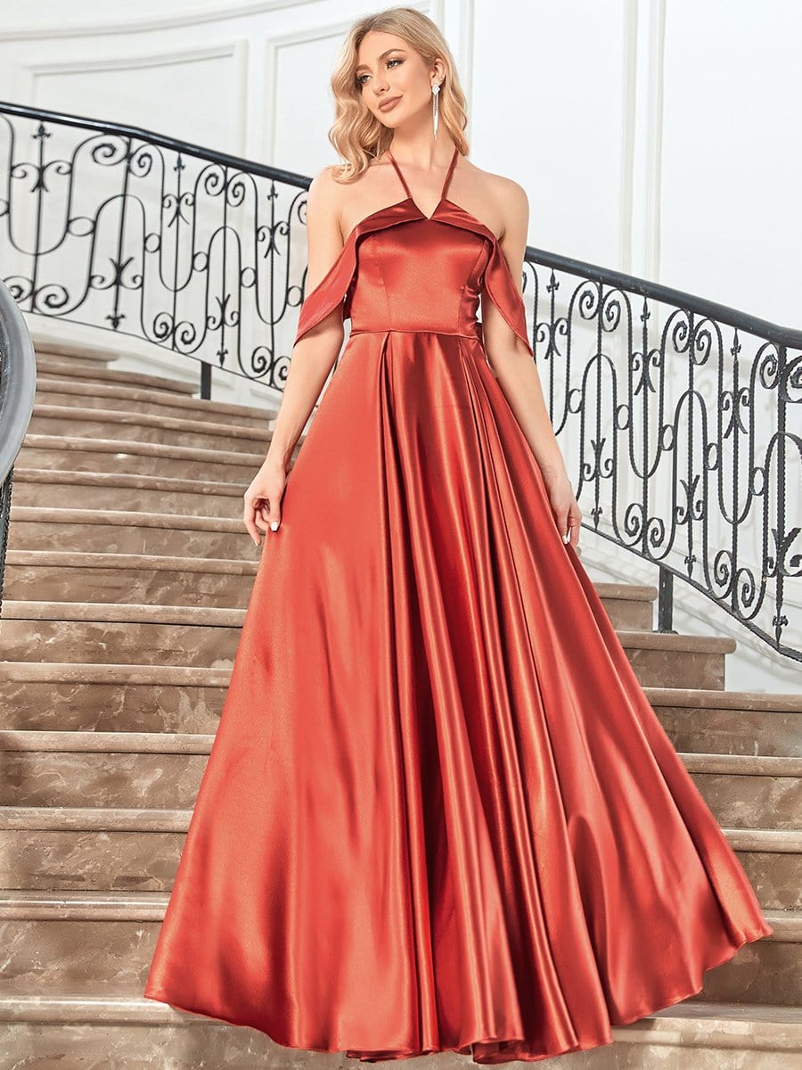 Color=Burnt Orange | Stylish Floor-Length Off Shoulder Halter Evening Dress-Burnt Orange 1 Color=Burnt Orange | Stylish Floor-Length Off Shoulder Halter Evening Dress-Burnt Orange 1