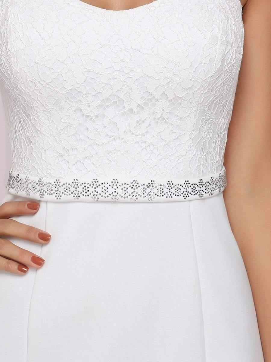 Simple Cap Sleeve Sweetheart Mermaid Style Wedding Dress #color_Cream Simple Cap Sleeve Sweetheart Mermaid Style Wedding Dress
