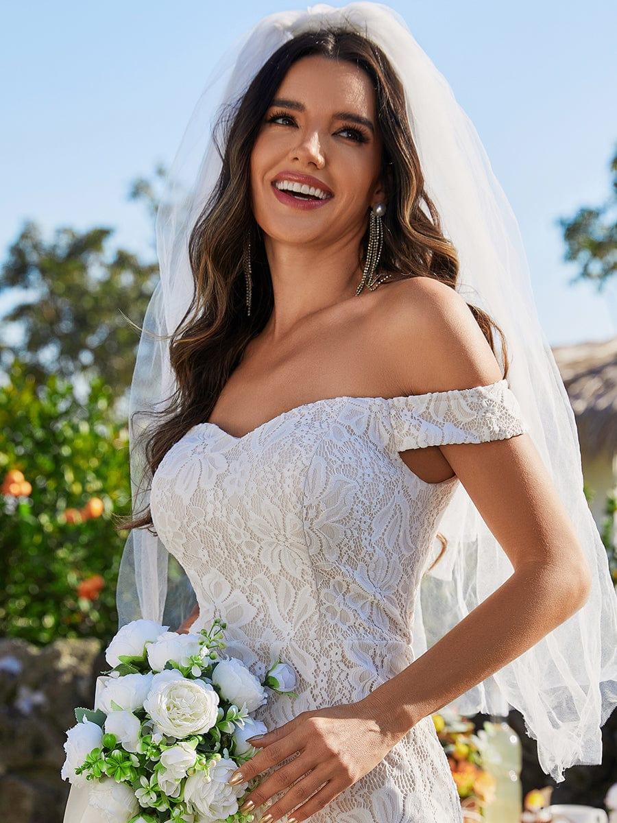 Bodycon Lace Off Shoulder Mermaid Wedding Dress #color_Ivory