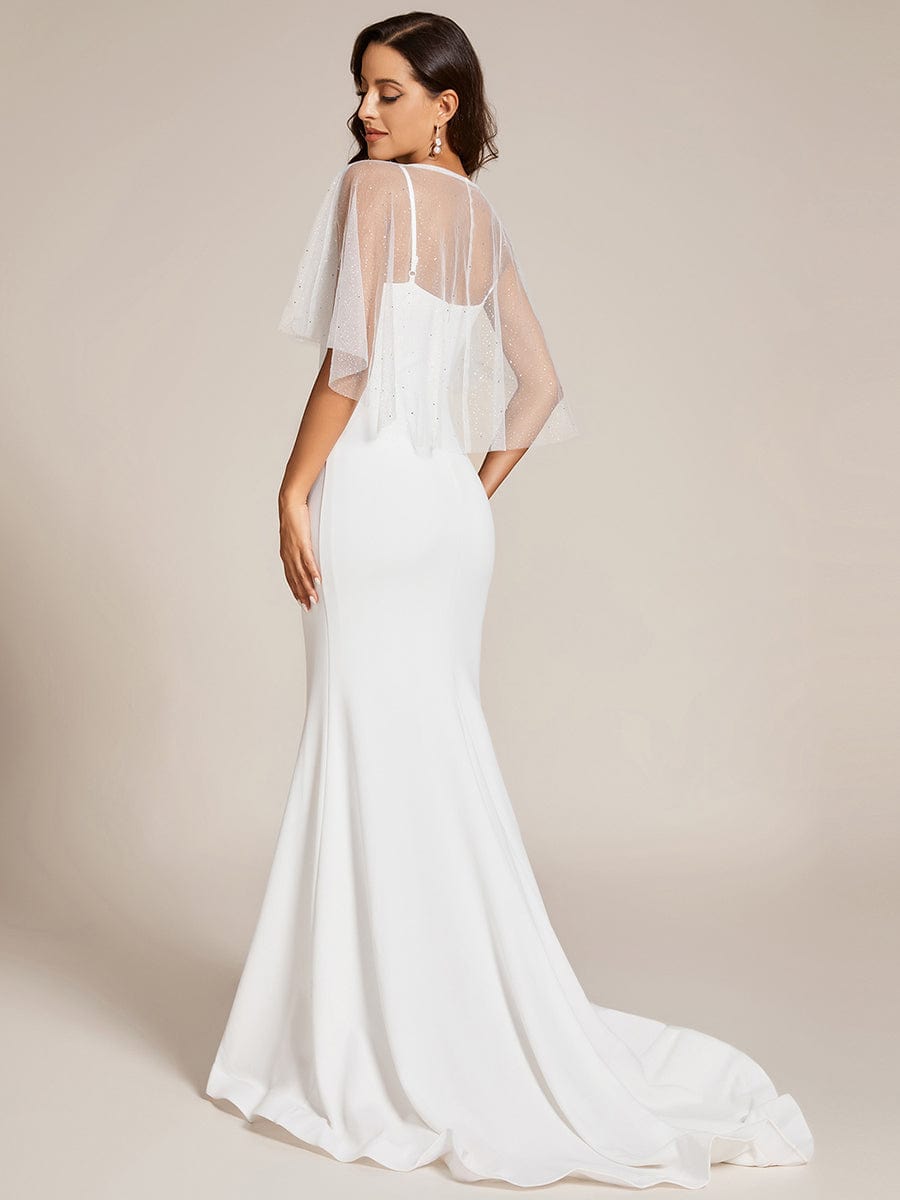 Custom Size Sweetheart Neckline Bodycon Floor Length Wedding Dress #color_White Custom Size Sweetheart Neckline Bodycon Floor Length Wedding Dress