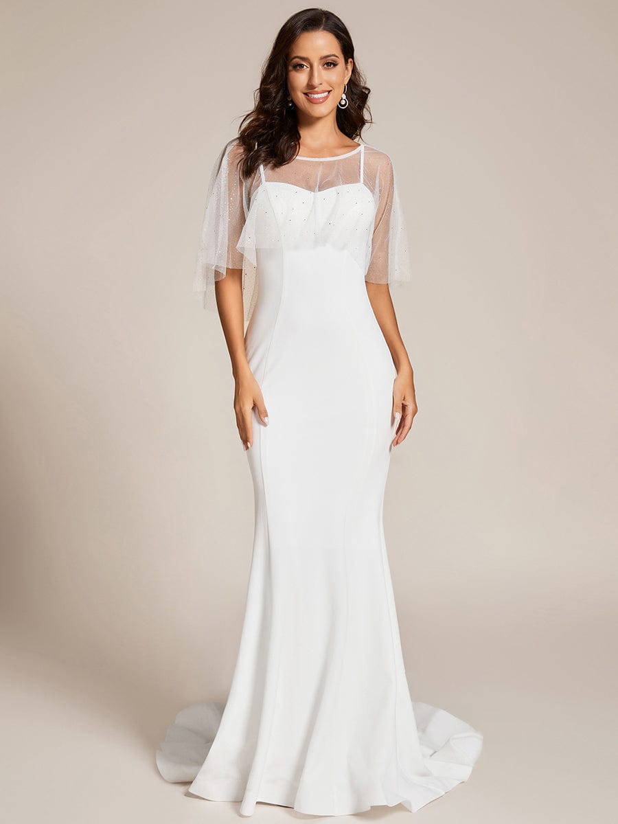 Custom Size Sweetheart Neckline Bodycon Floor Length Wedding Dress #color_White Custom Size Sweetheart Neckline Bodycon Floor Length Wedding Dress