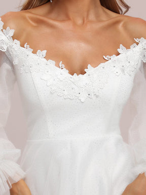 Sheer Lantern Sleeve Off the Shoulder Wedding Dress
