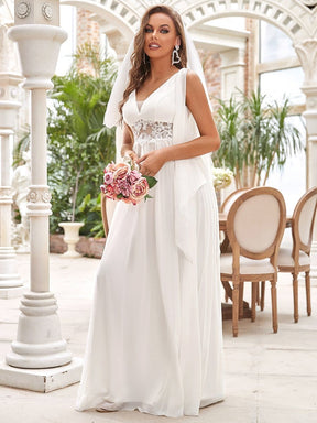 Illusion Lace V-Neck Cape Sleeves A-Line Wedding Dress