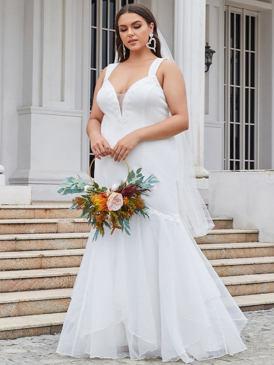 kapre Indflydelsesrig operatør Plus Size V-Neck Bodycon Mermaid Wedding Dress - Ever-Pretty US