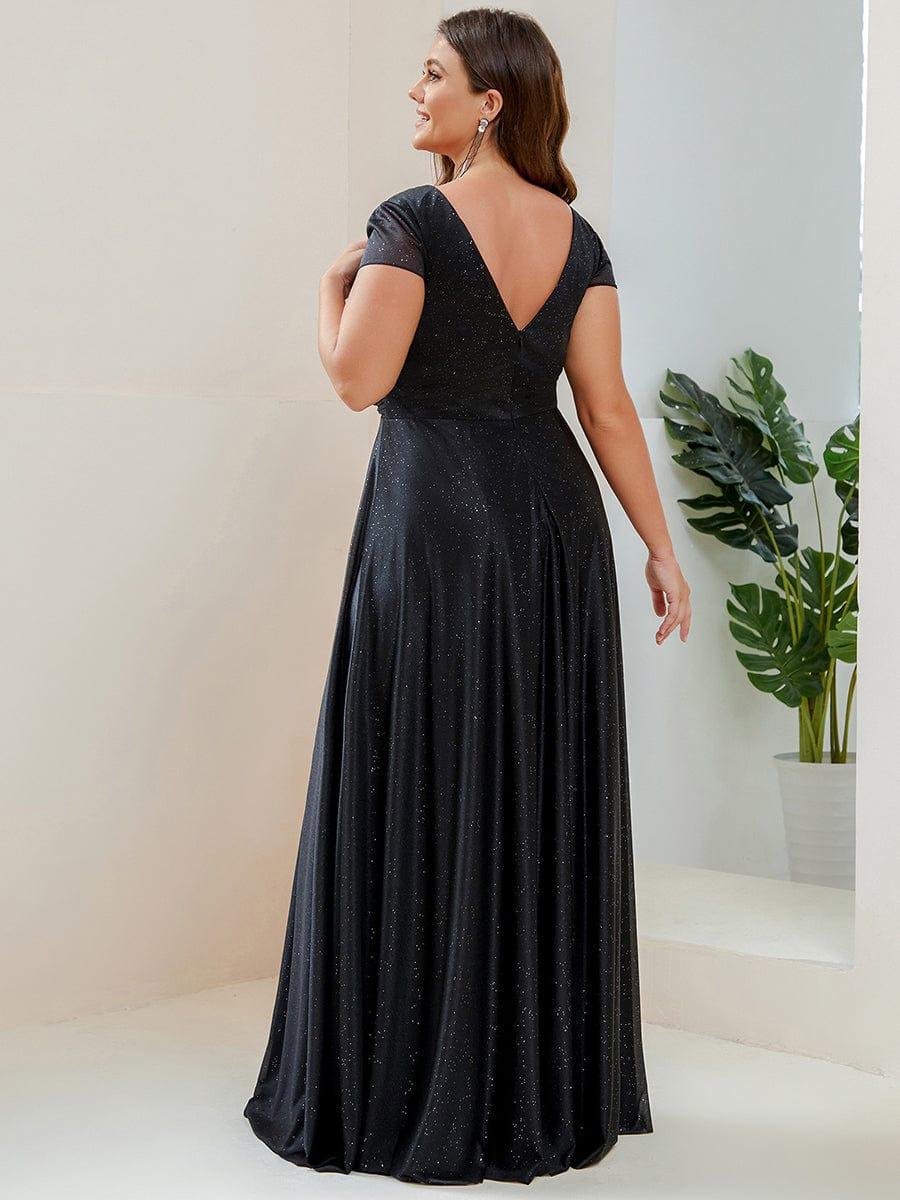 Custom Size Plus Size Cap Sleeve V-neck A-line Mother of the Bride Dress #color_Burgundy Custom Size Cap Sleeve V-neck A-line Mother of the Bride Dress