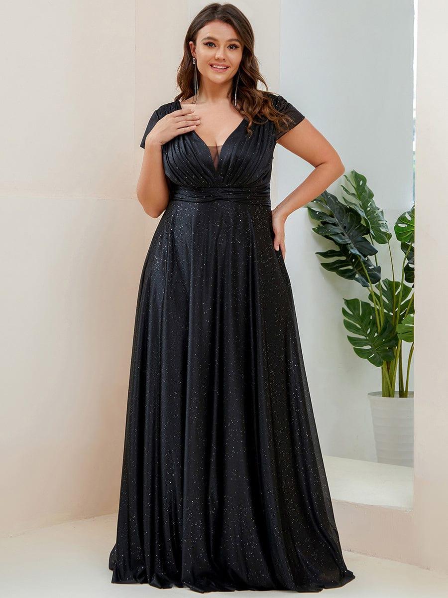 Custom Size Plus Size Cap Sleeve V-neck A-line Mother of the Bride Dress #color_Burgundy Custom Size Cap Sleeve V-neck A-line Mother of the Bride Dress