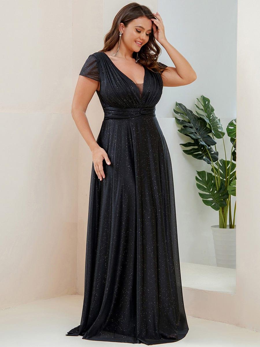 Custom Size Plus Size Cap Sleeve V-neck A-line Mother of the Bride Dress #color_Burgundy Custom Size Cap Sleeve V-neck A-line Mother of the Bride Dress
