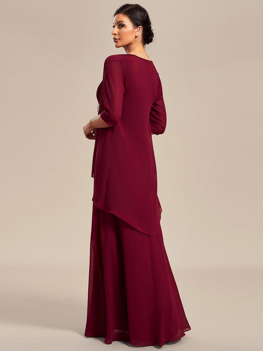 Two-Piece Square Neck Chiffon A-Line Mother of the Bride Dress? #color_Navy Blue Two-Piece Square Neck Chiffon A-Line Mother of the Bride Dress