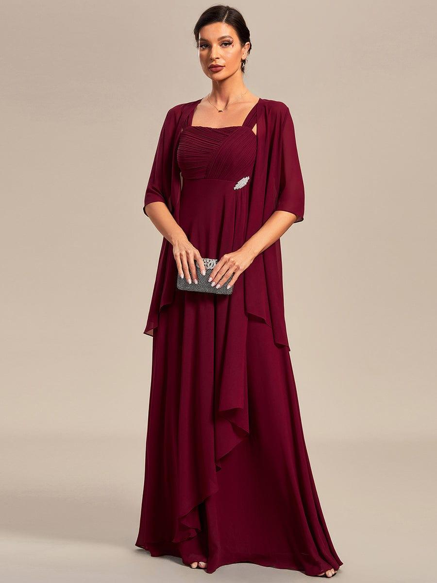 Two-Piece Square Neck Chiffon A-Line Mother of the Bride Dress? #color_Navy Blue Two-Piece Square Neck Chiffon A-Line Mother of the Bride Dress