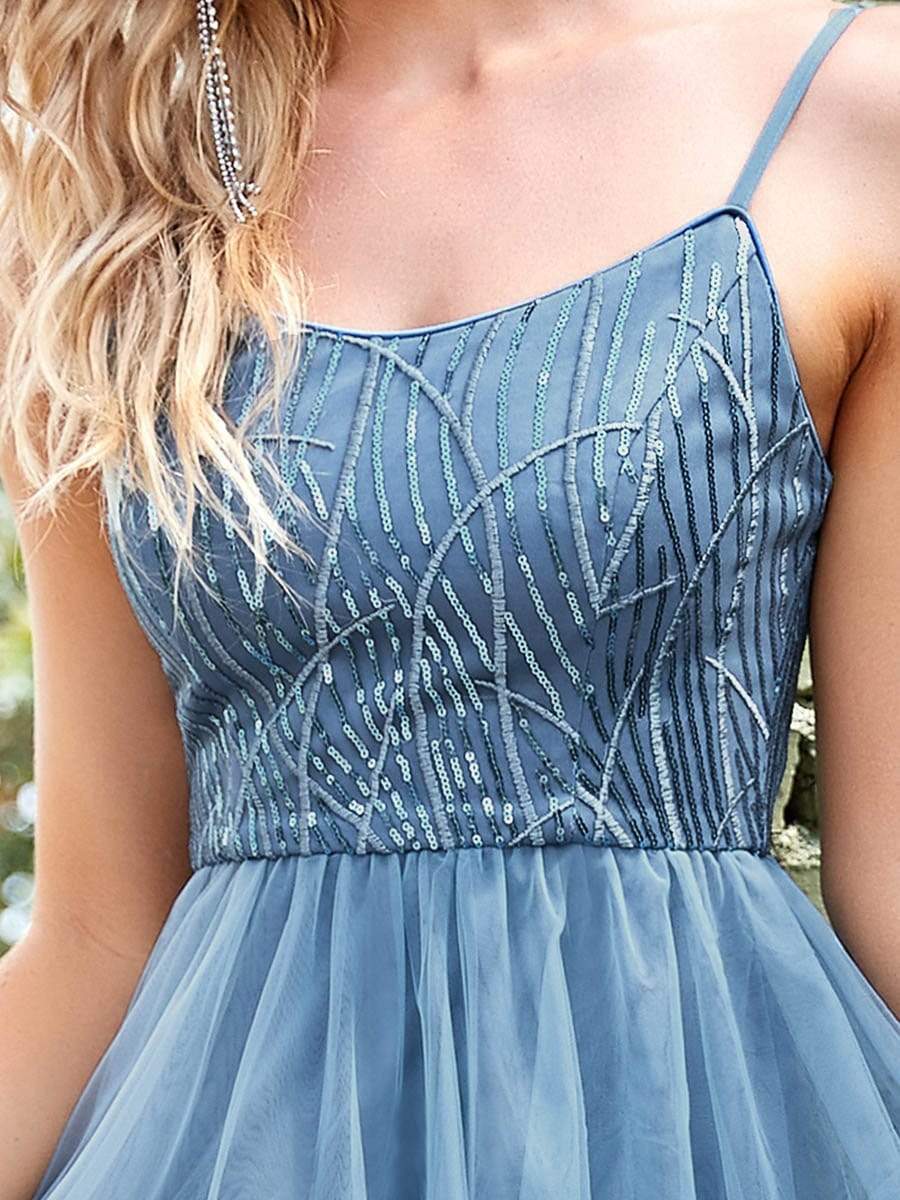 Color=Dusty Navy | Magnificent Paillette Design Short Prom Dresses-Dusty Navy 1 Color=Dusty Navy | Magnificent Paillette Design Short Prom Dresses-Dusty Navy 3