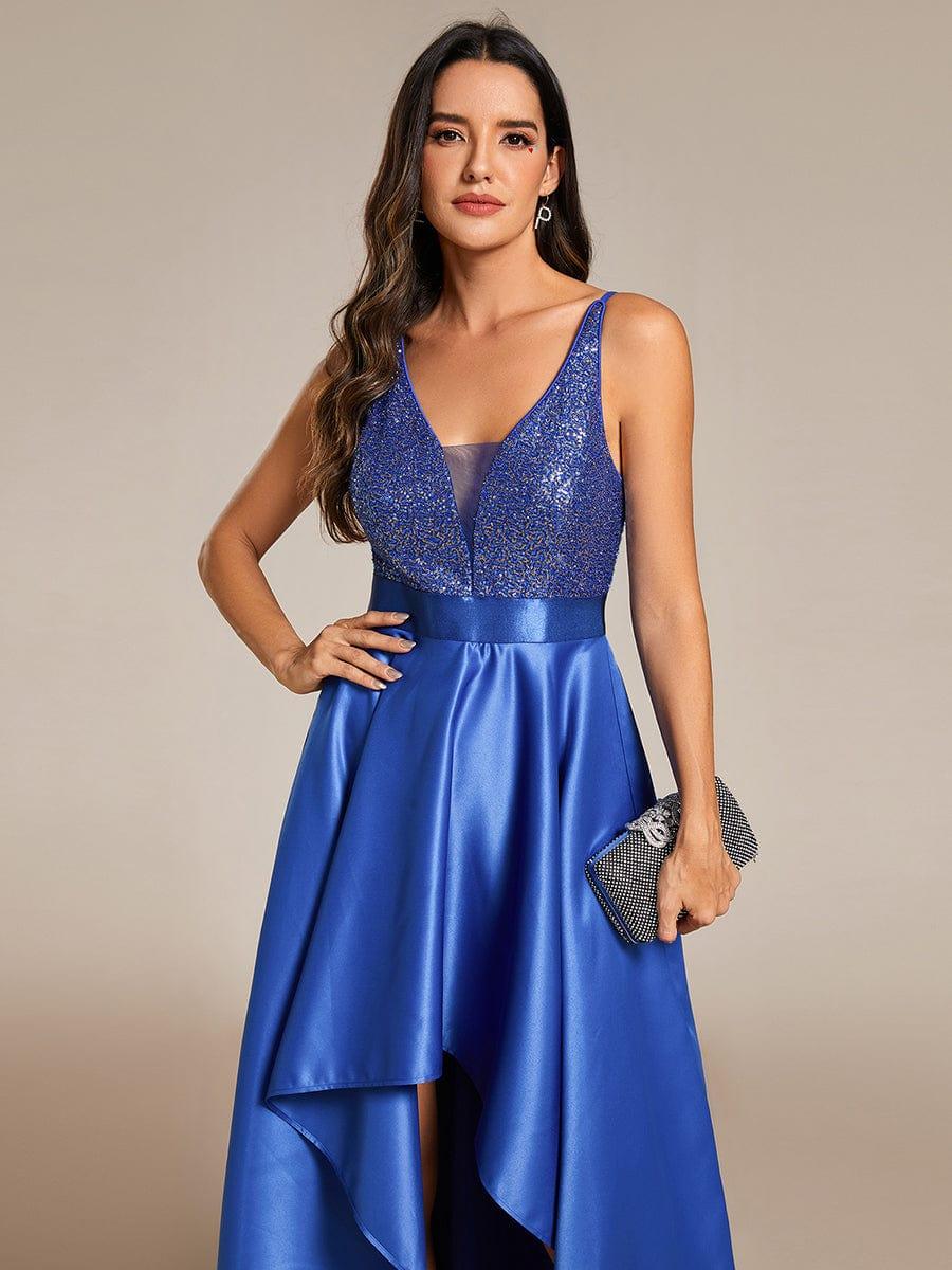Sparkly Bodice High Low Prom Dresses for Women #color_Sapphire Blue