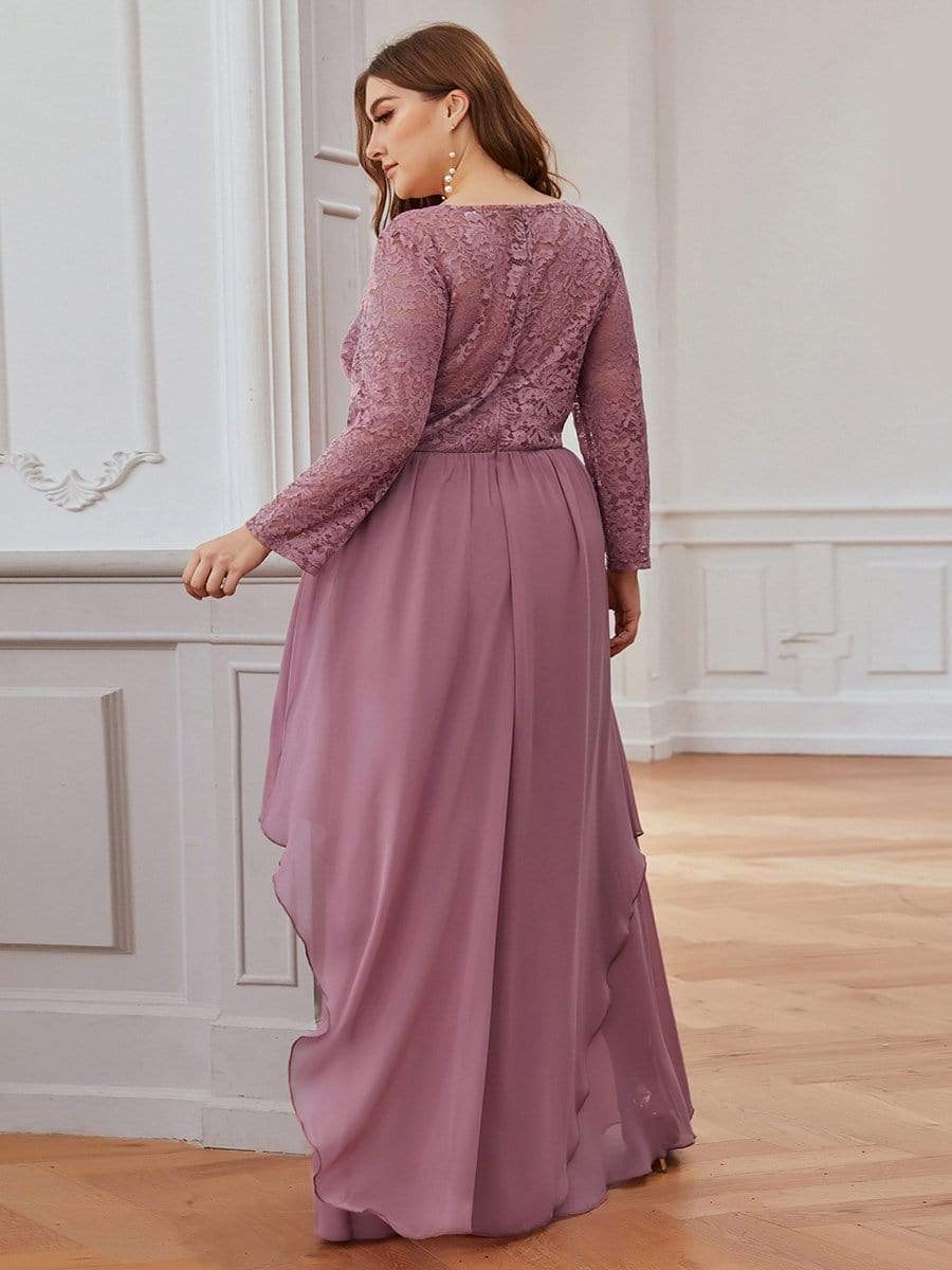 Classic Floral Lace Mother Dress with Long Sleeve