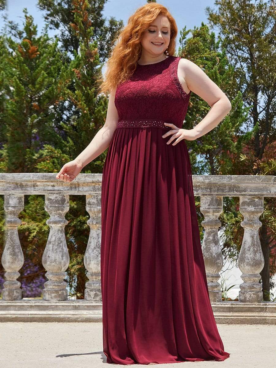 Plus Size Sleeveless Lace Formal Evening Dress - Ever-Pretty US