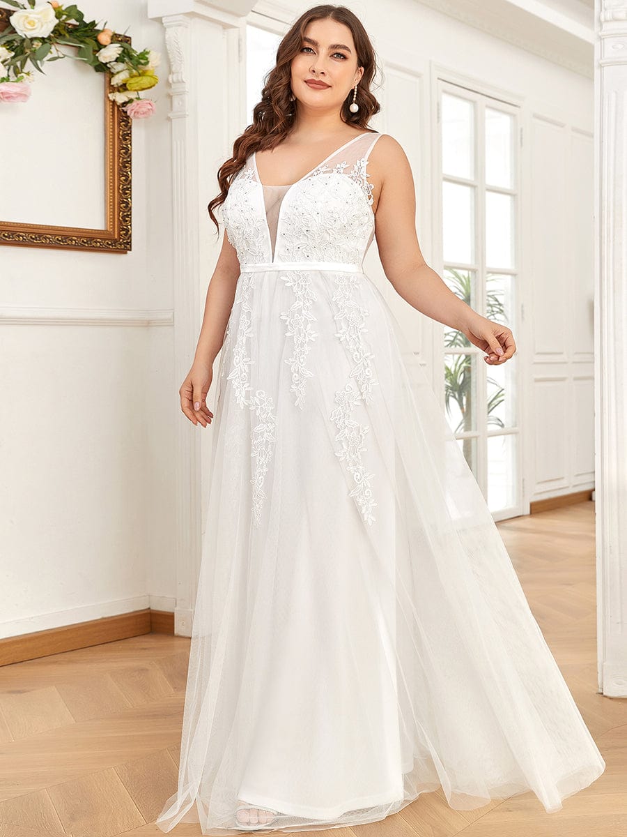 Maxi Long Elegant Ethereal Tulle Wedding Dress #color_White Maxi Long Elegant Ethereal Tulle Wedding Dress