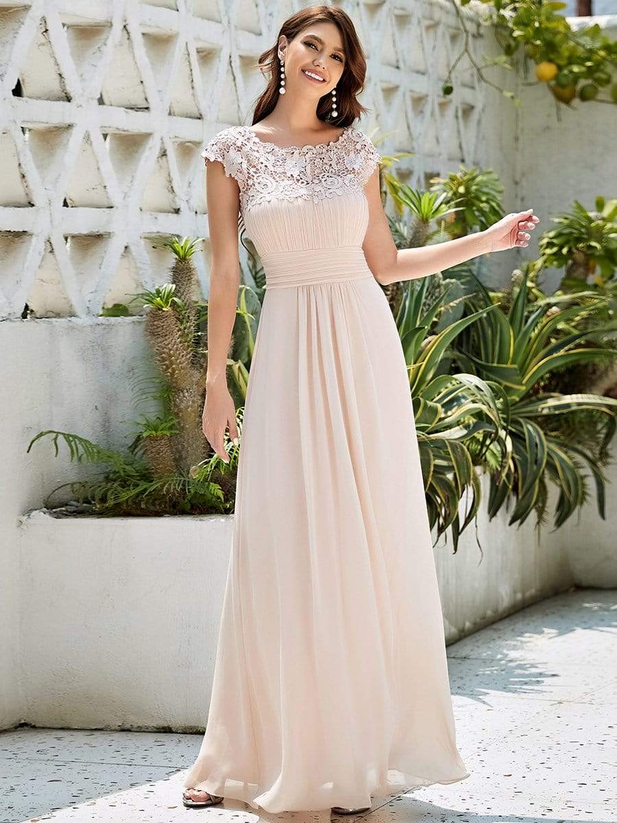 Elegant Lace Cap Sleeve A Line Bridesmaid Dress - Ever-Pretty US