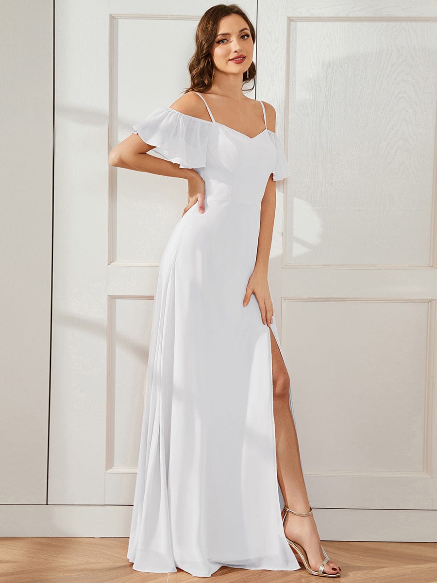 Custom Size Cold Shoulder Formal Bridesmaid Dress with Side Slit