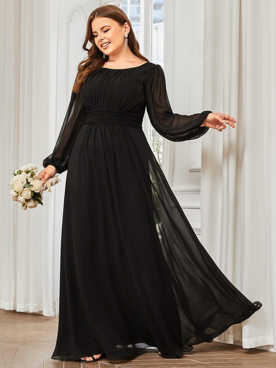 Custom Size See-Through Puff Sleeve Chiffon Bridesmaid Dress