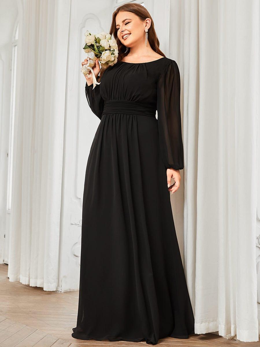 Custom Size See-Through Puff Sleeve Chiffon Bridesmaid Dress