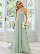 Chiffon and Lace Open Back Spaghetti Straps Bridesmaid Dress  #color_Mint Green