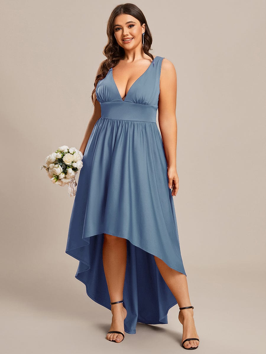 Plus Size Elegant High-Low Sleeveless Empire Waist Bridesmaid Dress