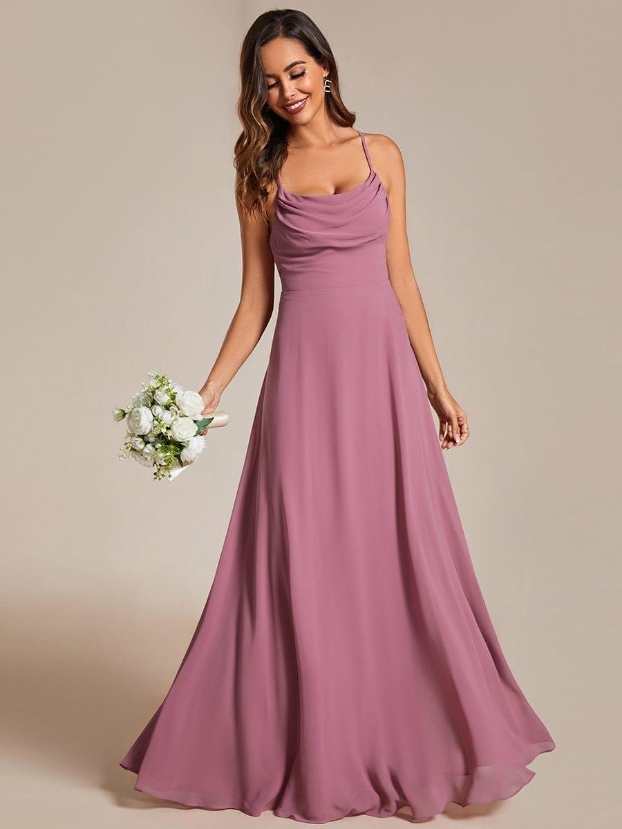 Flowy Back Criss-Cross Swing Collar Sleeveless A-Line Bridesmaid Dress #color_Purple Orchid